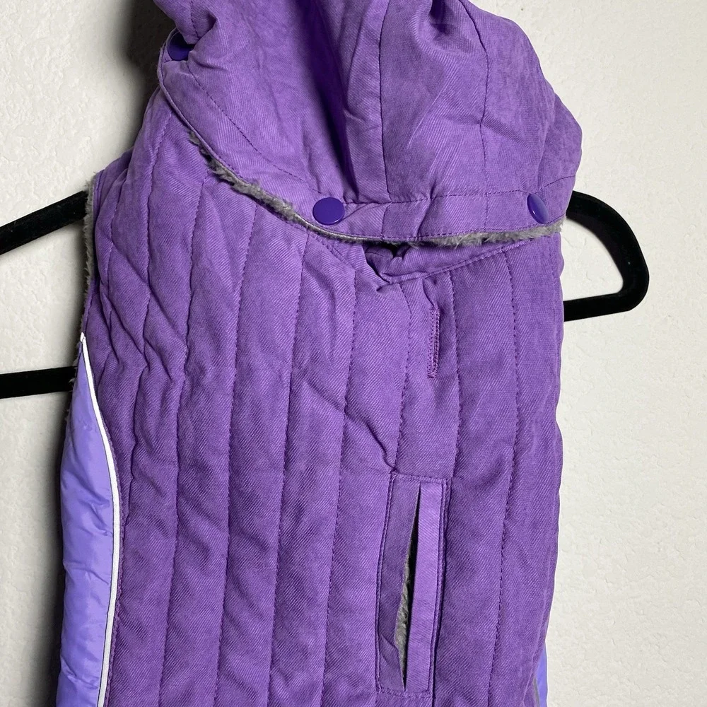 Purple Dog Puffer removable Hood  Fleece Lined Jacket Coat XL Winter Cozy Winter